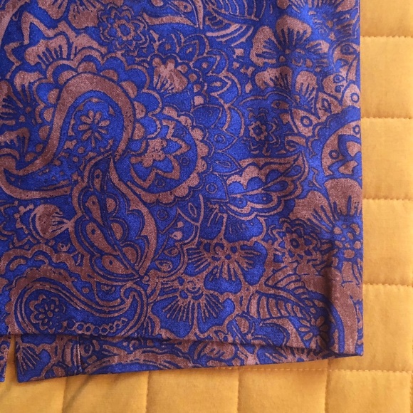 LOFT Blue / Brown Floral Paisley Pencil skirt - Picture 3 of 6